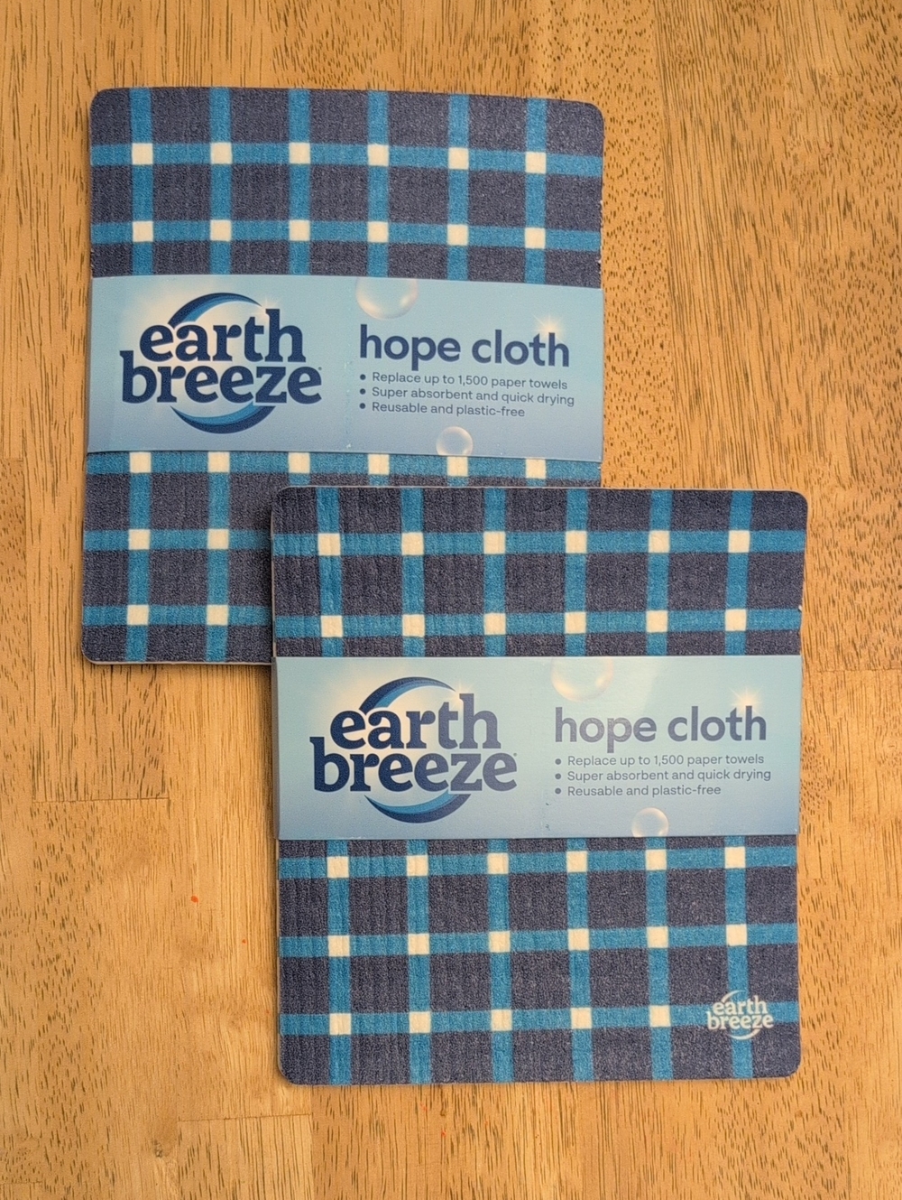 Earth Breeze Blue Plaid Hope Cloth - Reusable Kitchen Wash Cloth